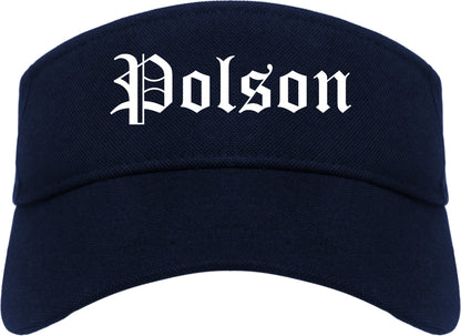 Polson Montana MT Old English Mens Visor Cap Hat Navy Blue
