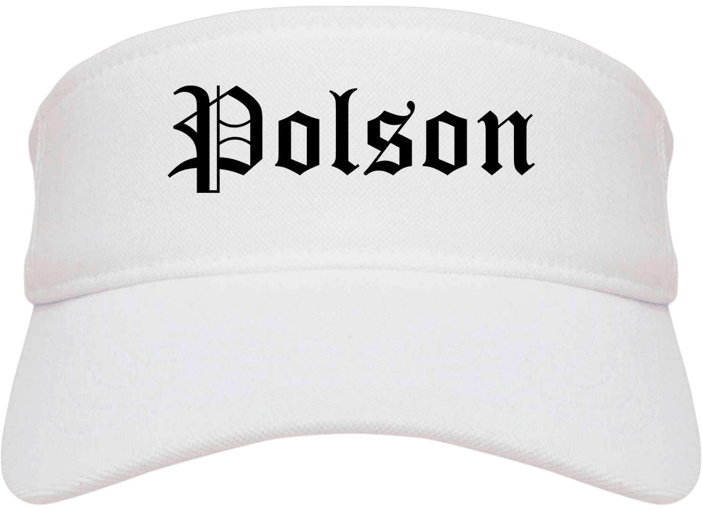 Polson Montana MT Old English Mens Visor Cap Hat White