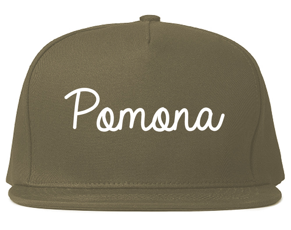 Pomona California CA Script Mens Snapback Hat Grey