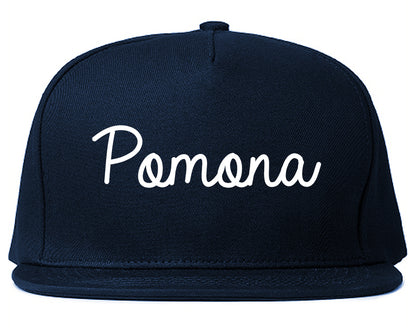 Pomona California CA Script Mens Snapback Hat Navy Blue