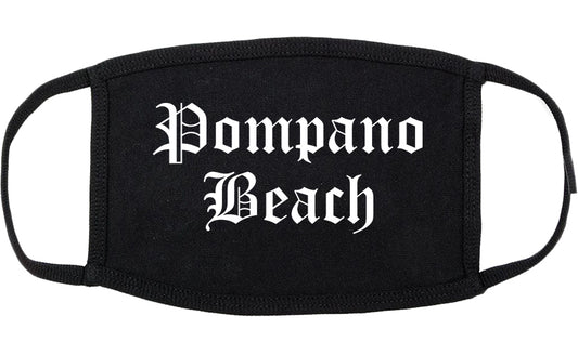 Pompano Beach Florida FL Old English Cotton Face Mask Black