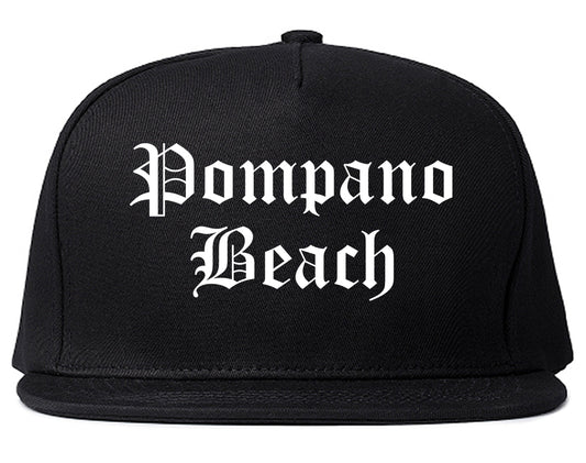 Pompano Beach Florida FL Old English Mens Snapback Hat Black