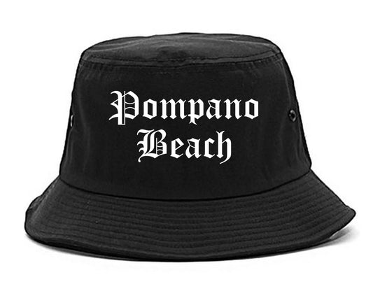 Pompano Beach Florida FL Old English Mens Bucket Hat Black