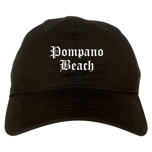 Pompano Beach Florida FL Old English Mens Dad Hat Baseball Cap Black