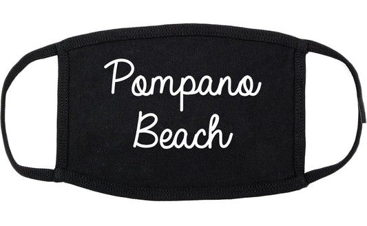 Pompano Beach Florida FL Script Cotton Face Mask Black