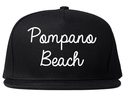 Pompano Beach Florida FL Script Mens Snapback Hat Black