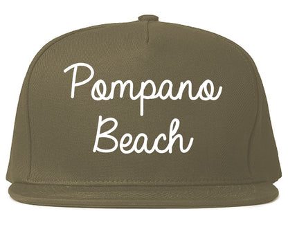 Pompano Beach Florida FL Script Mens Snapback Hat Grey