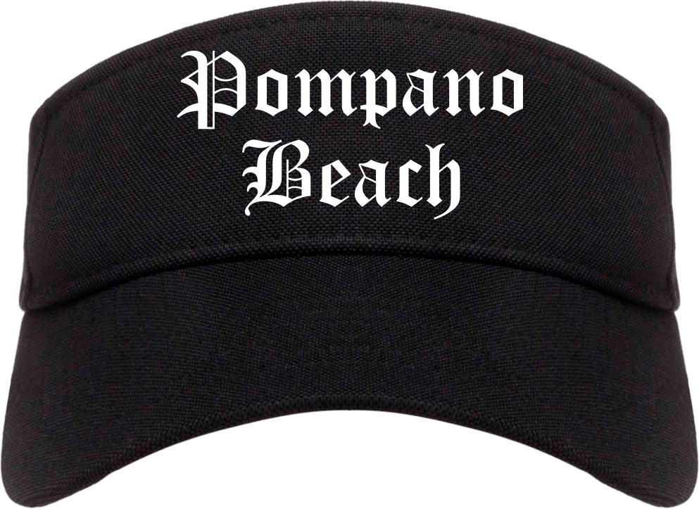 Pompano Beach Florida FL Old English Mens Visor Cap Hat Black
