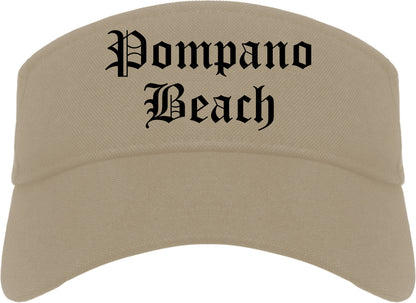 Pompano Beach Florida FL Old English Mens Visor Cap Hat Khaki