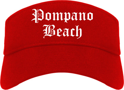 Pompano Beach Florida FL Old English Mens Visor Cap Hat Red