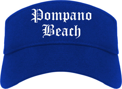 Pompano Beach Florida FL Old English Mens Visor Cap Hat Royal Blue