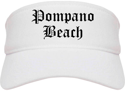 Pompano Beach Florida FL Old English Mens Visor Cap Hat White