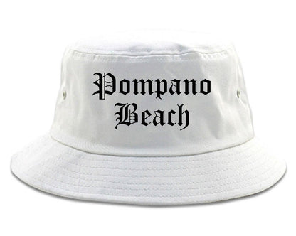 Pompano Beach Florida FL Old English Mens Bucket Hat White