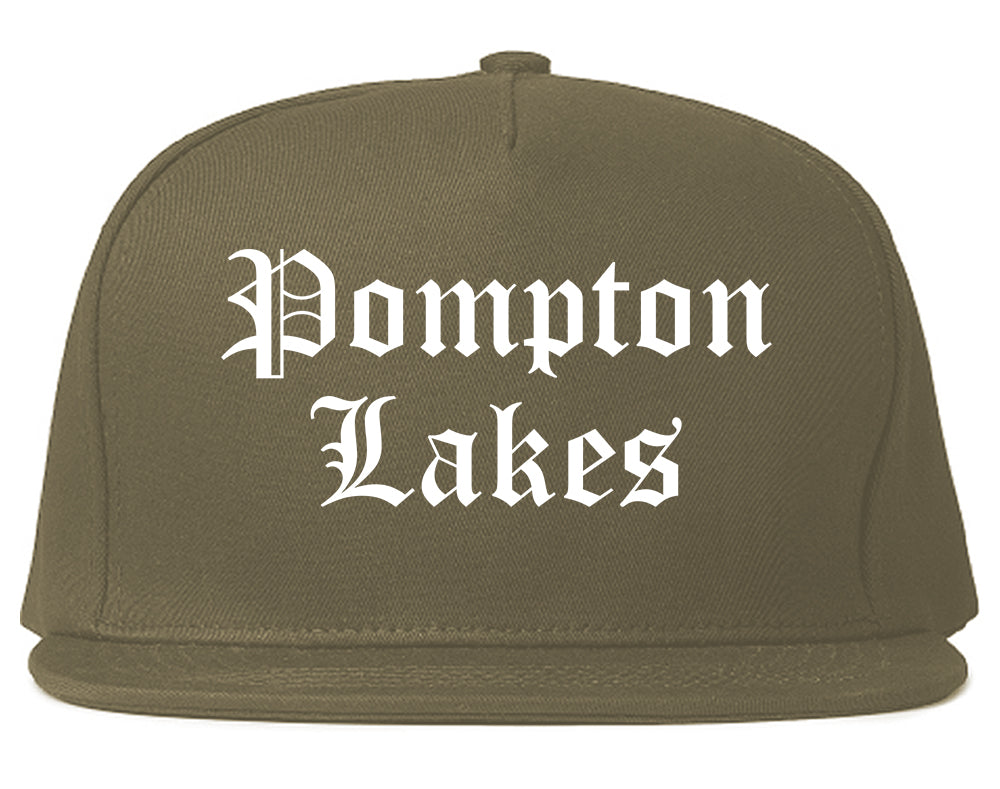 Pompton Lakes New Jersey NJ Old English Mens Snapback Hat Grey
