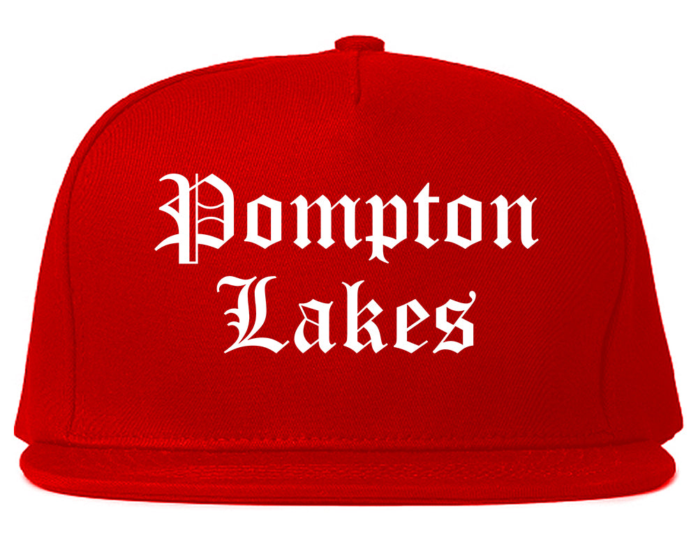 Pompton Lakes New Jersey NJ Old English Mens Snapback Hat Red
