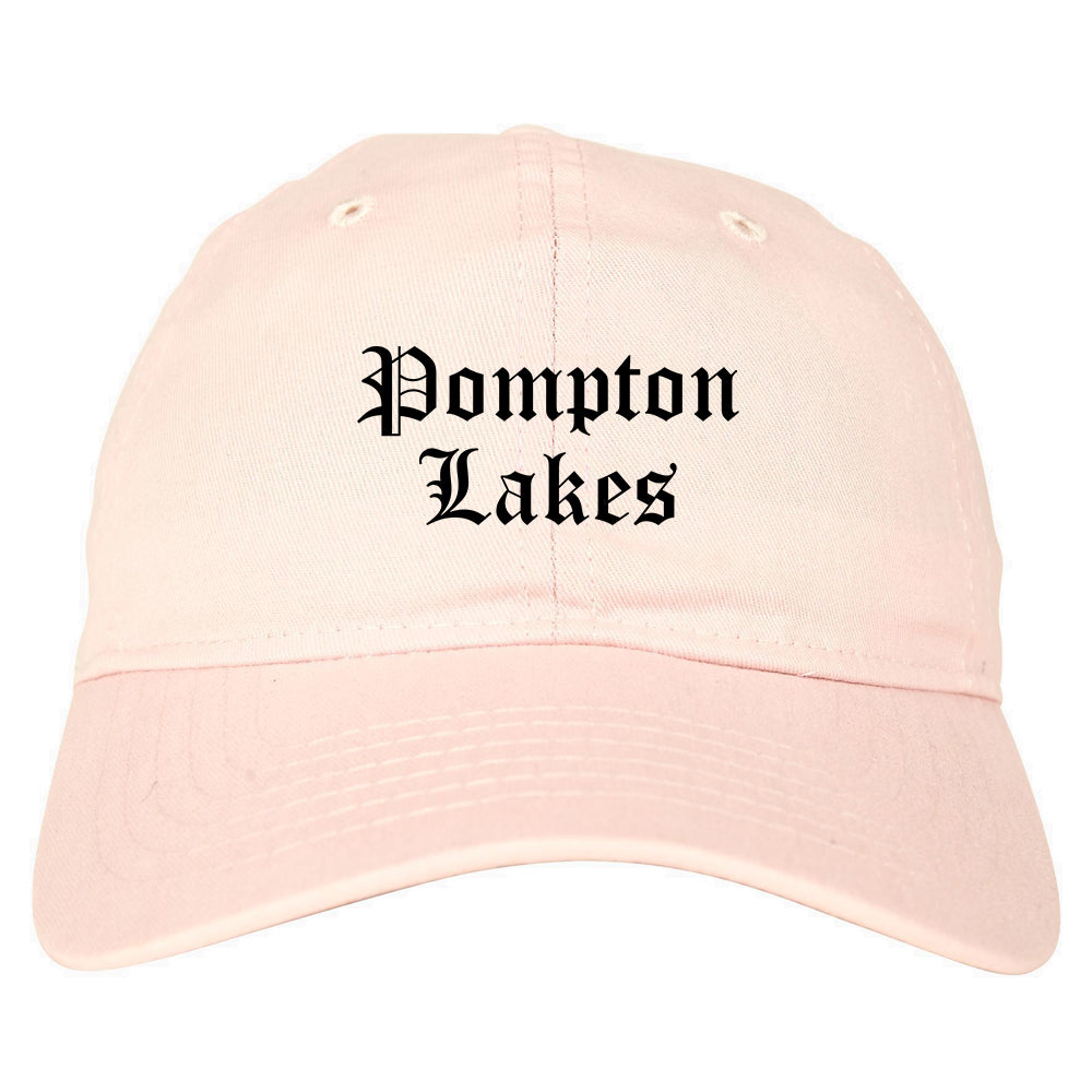 Pompton Lakes New Jersey NJ Old English Mens Dad Hat Baseball Cap Pink