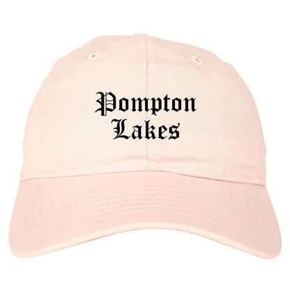 Pompton Lakes New Jersey NJ Old English Mens Dad Hat Baseball Cap Pink