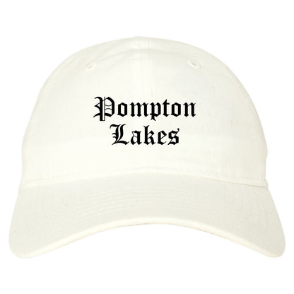 Pompton Lakes New Jersey NJ Old English Mens Dad Hat Baseball Cap White