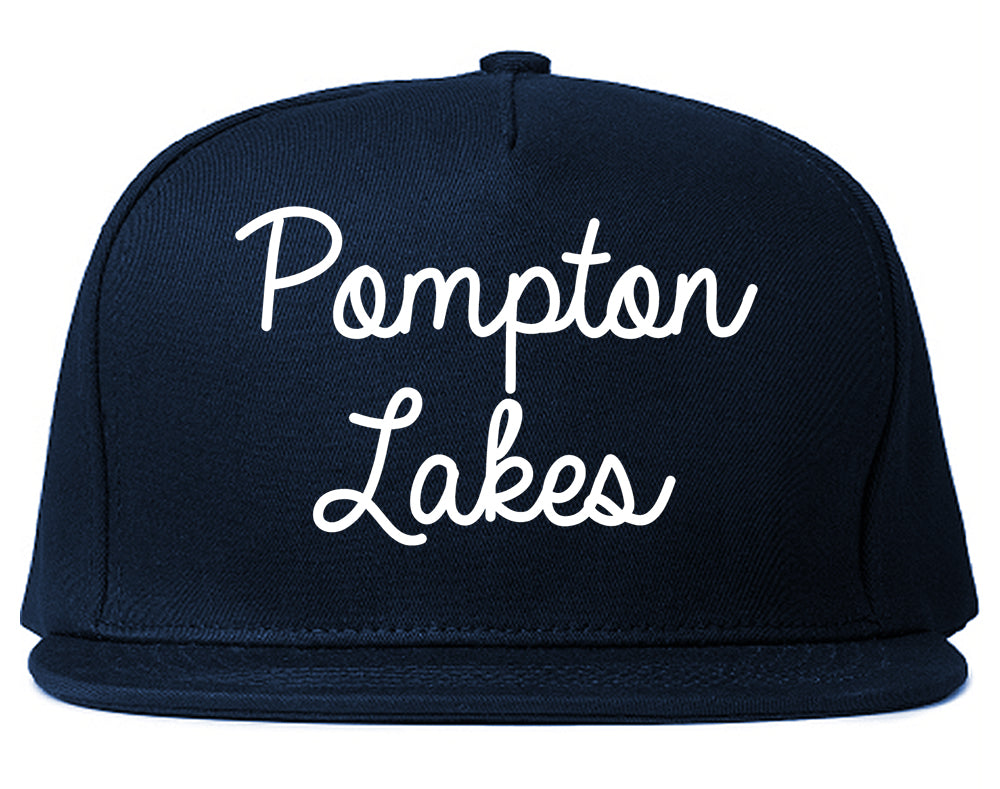 Pompton Lakes New Jersey NJ Script Mens Snapback Hat Navy Blue