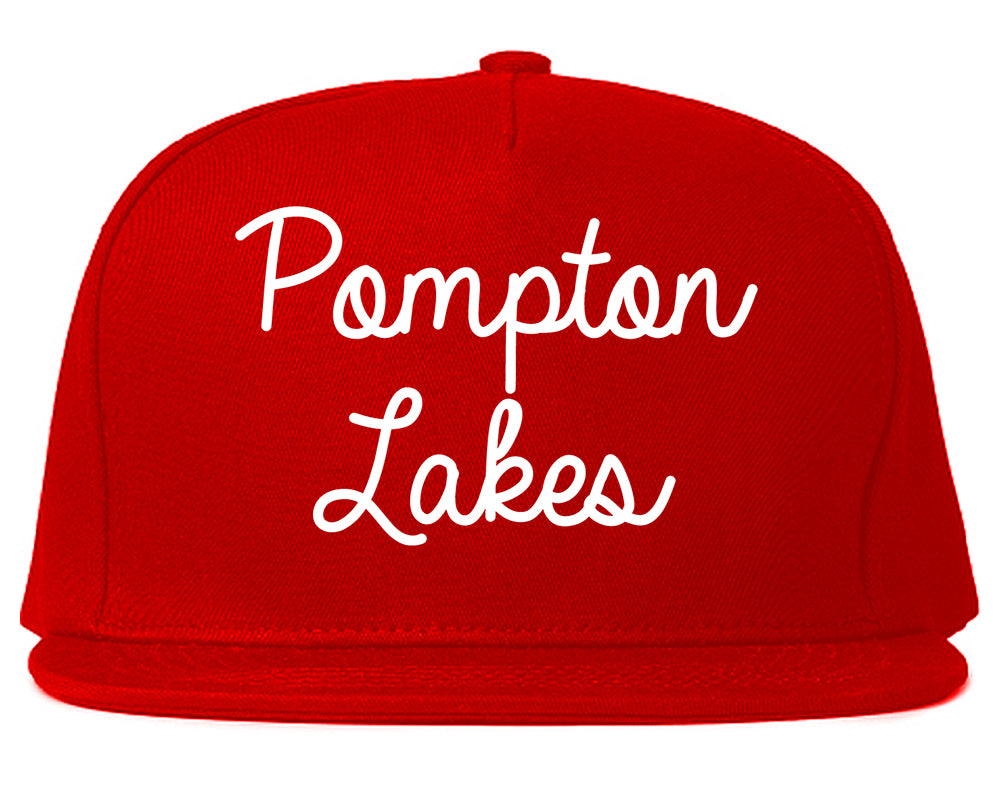 Pompton Lakes New Jersey NJ Script Mens Snapback Hat Red