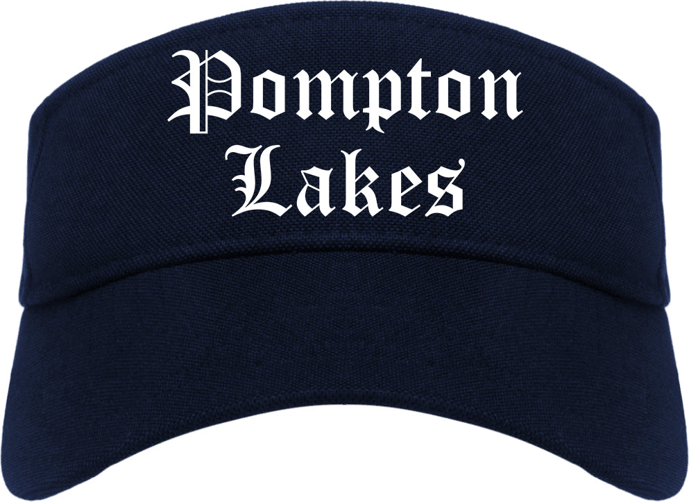 Pompton Lakes New Jersey NJ Old English Mens Visor Cap Hat Navy Blue