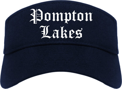 Pompton Lakes New Jersey NJ Old English Mens Visor Cap Hat Navy Blue