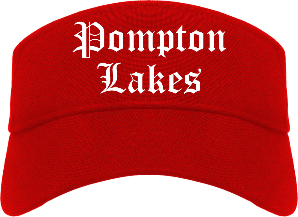 Pompton Lakes New Jersey NJ Old English Mens Visor Cap Hat Red