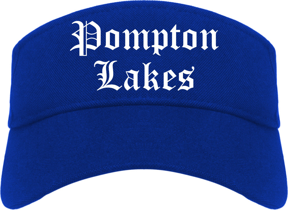 Pompton Lakes New Jersey NJ Old English Mens Visor Cap Hat Royal Blue