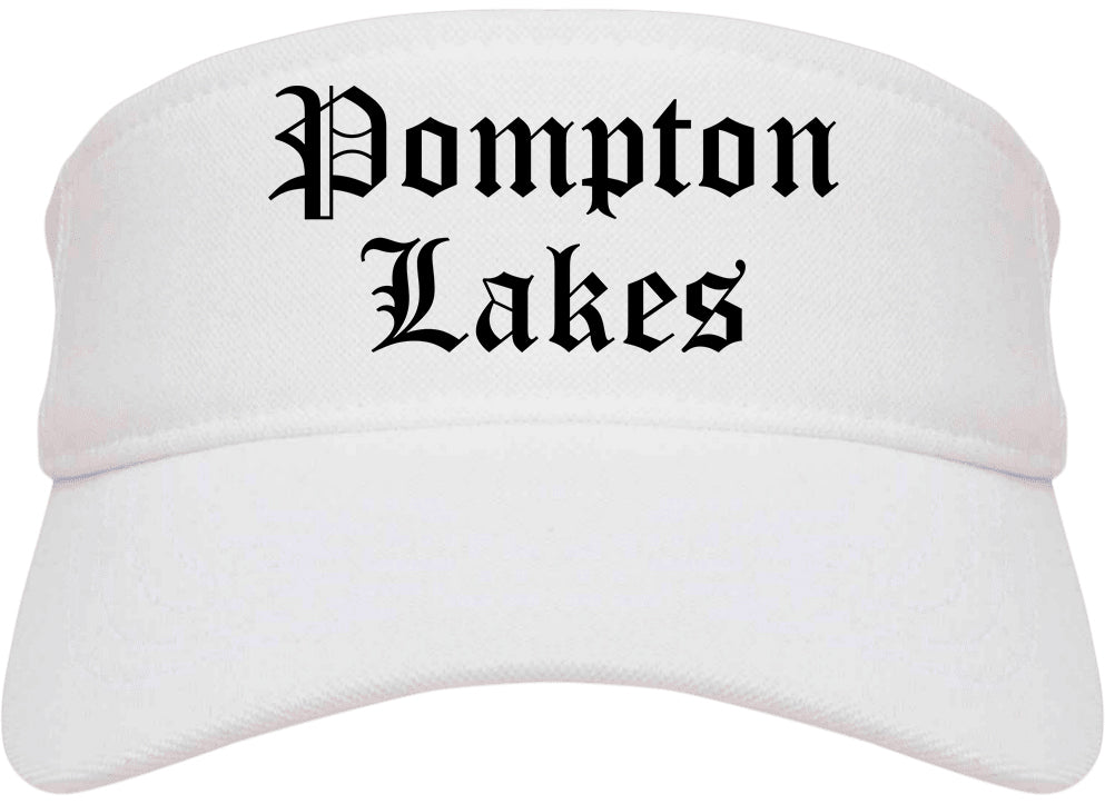 Pompton Lakes New Jersey NJ Old English Mens Visor Cap Hat White