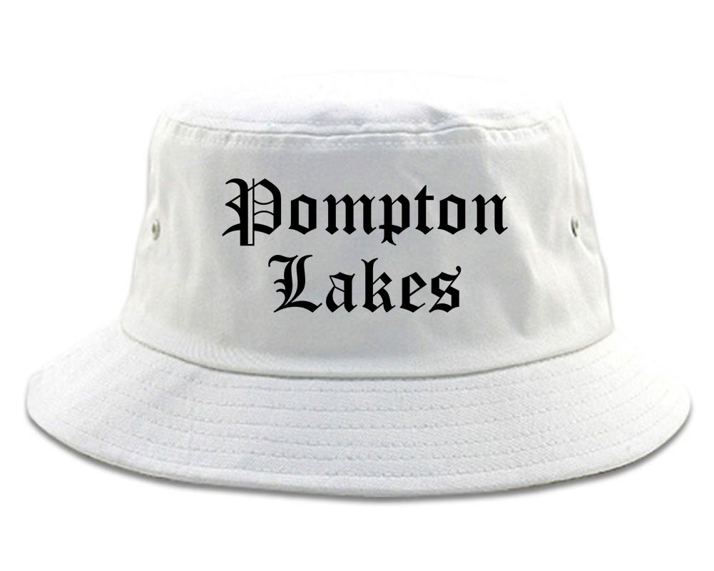 Pompton Lakes New Jersey NJ Old English Mens Bucket Hat White