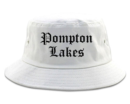 Pompton Lakes New Jersey NJ Old English Mens Bucket Hat White