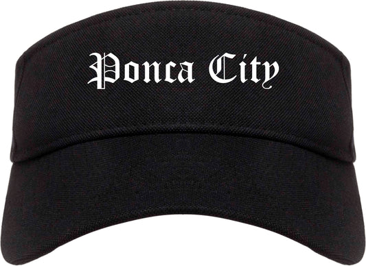 Ponca City Oklahoma OK Old English Mens Visor Cap Hat Black