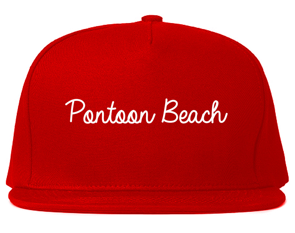 Pontoon Beach Illinois IL Script Mens Snapback Hat Red