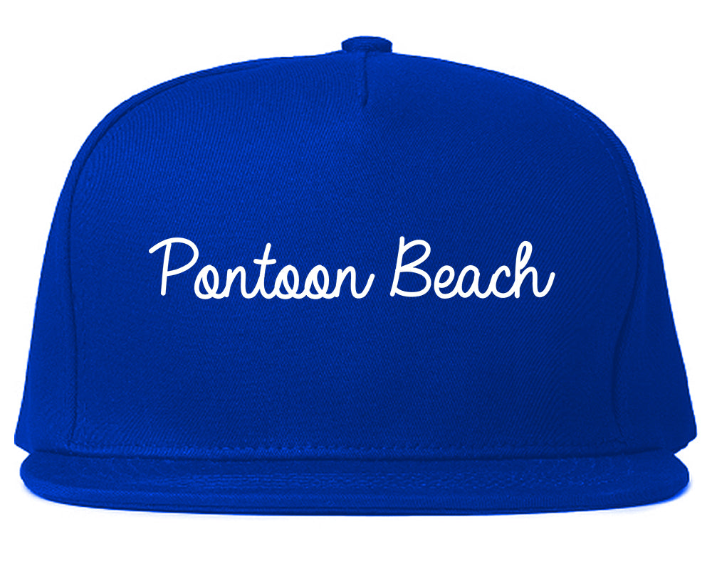 Pontoon Beach Illinois IL Script Mens Snapback Hat Royal Blue
