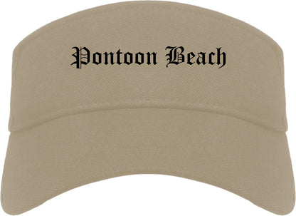 Pontoon Beach Illinois IL Old English Mens Visor Cap Hat Khaki
