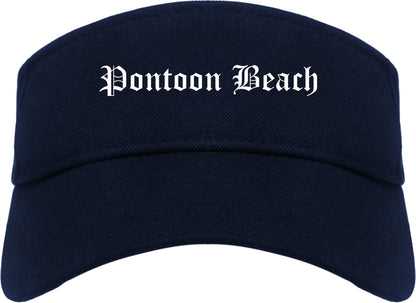 Pontoon Beach Illinois IL Old English Mens Visor Cap Hat Navy Blue