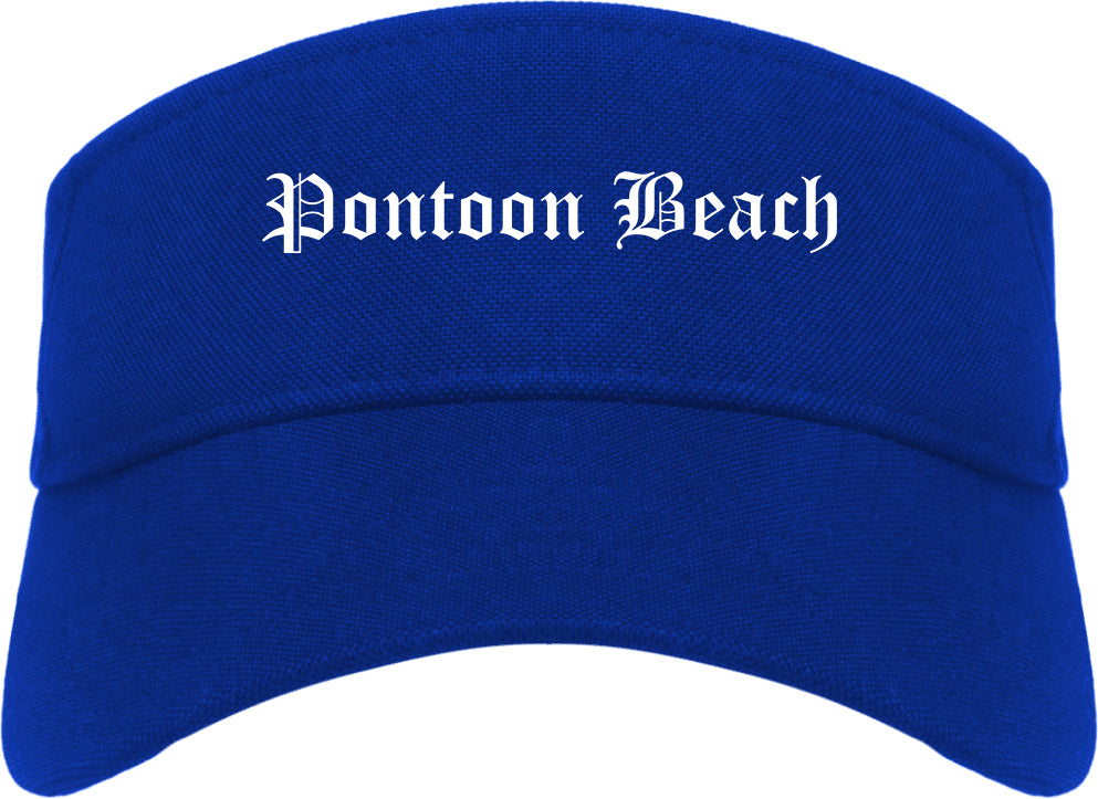Pontoon Beach Illinois IL Old English Mens Visor Cap Hat Royal Blue