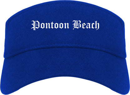 Pontoon Beach Illinois IL Old English Mens Visor Cap Hat Royal Blue