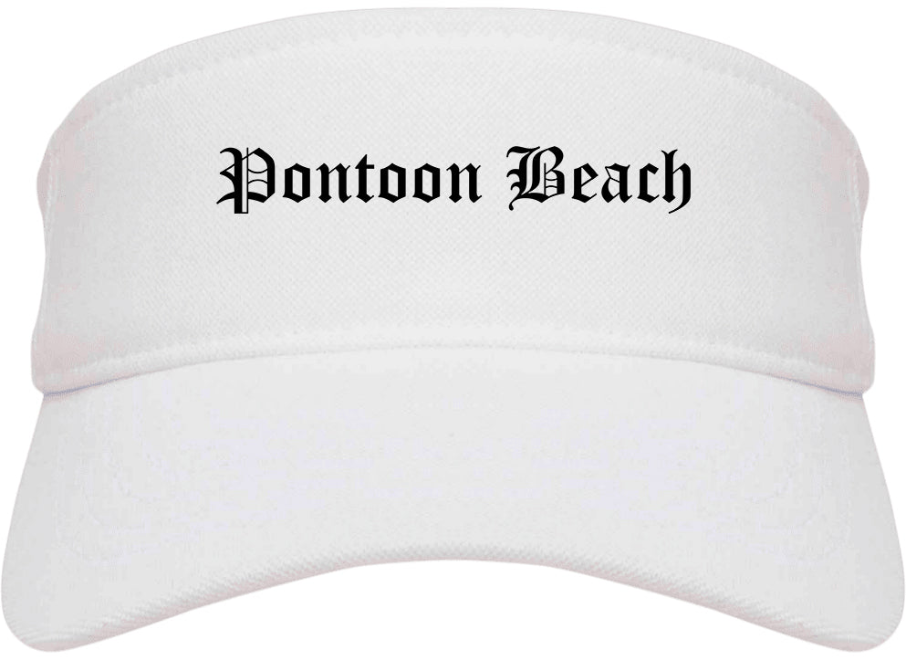 Pontoon Beach Illinois IL Old English Mens Visor Cap Hat White