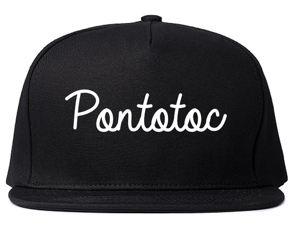 Pontotoc Mississippi MS Script Mens Snapback Hat Black