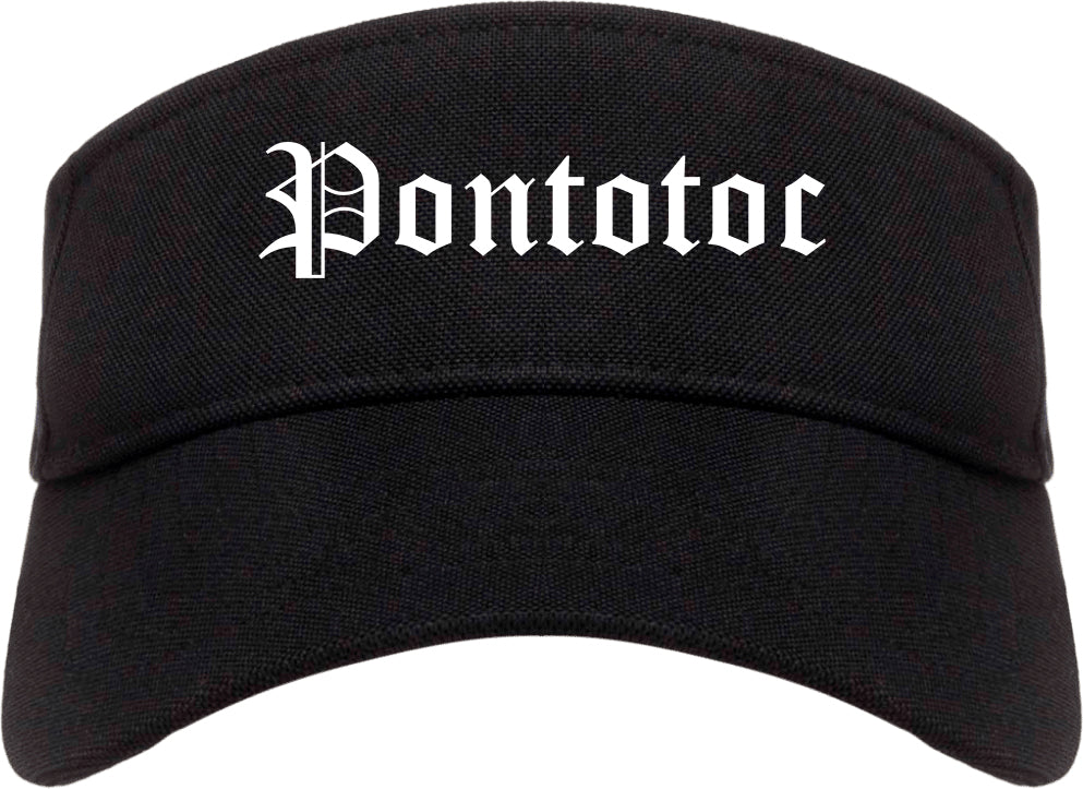 Pontotoc Mississippi MS Old English Mens Visor Cap Hat Black