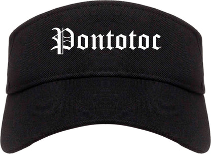 Pontotoc Mississippi MS Old English Mens Visor Cap Hat Black