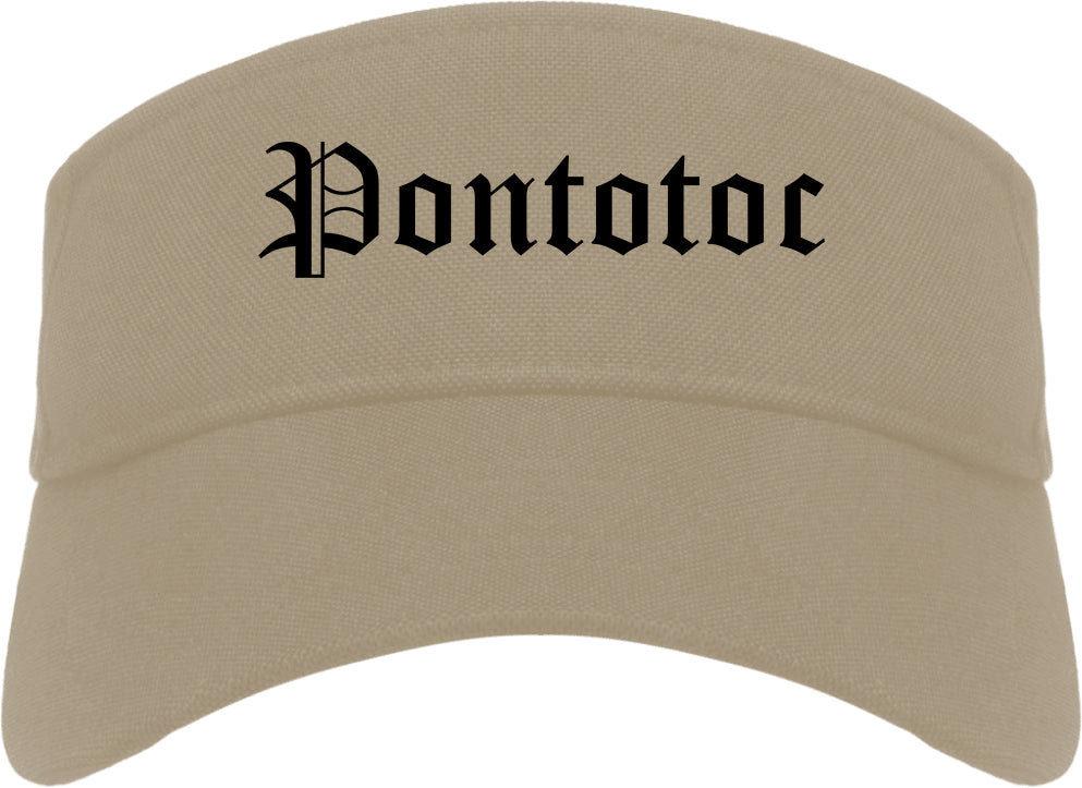 Pontotoc Mississippi MS Old English Mens Visor Cap Hat Khaki