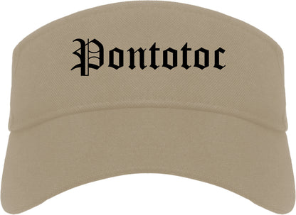 Pontotoc Mississippi MS Old English Mens Visor Cap Hat Khaki