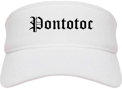 Pontotoc Mississippi MS Old English Mens Visor Cap Hat White