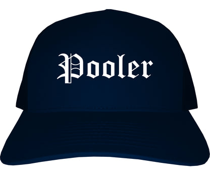 Pooler Georgia GA Old English Mens Trucker Hat Cap Navy Blue