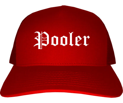Pooler Georgia GA Old English Mens Trucker Hat Cap Red