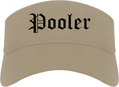Pooler Georgia GA Old English Mens Visor Cap Hat Khaki