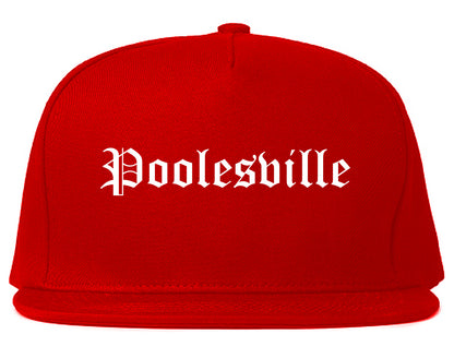 Poolesville Maryland MD Old English Mens Snapback Hat Red