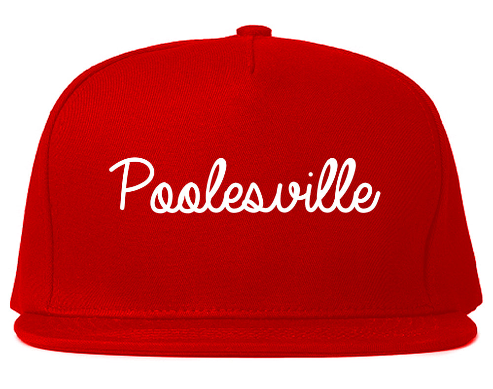 Poolesville Maryland MD Script Mens Snapback Hat Red